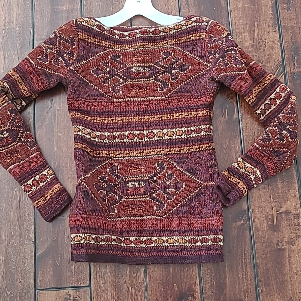 Vtg. Lauren Ralph Lauren Women's Multicolor Patterned Wool Blend Sweater Size S